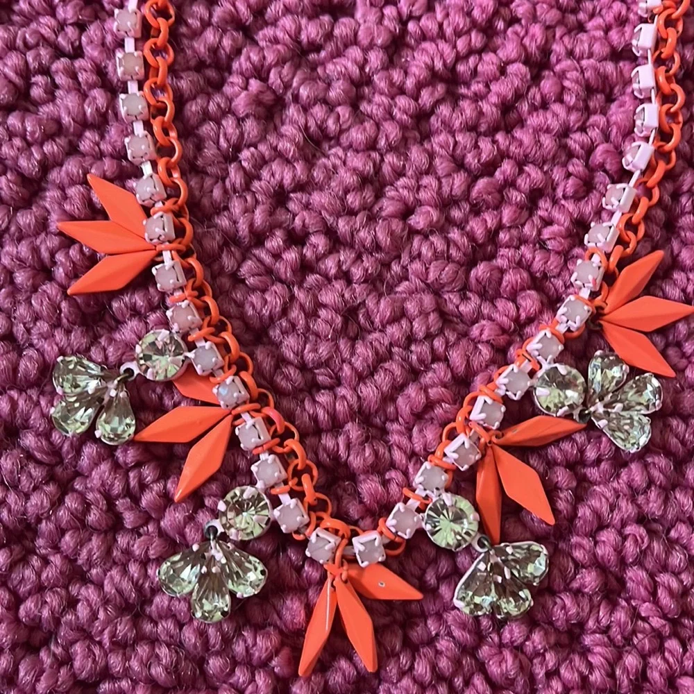 JCREW Crewcuts Orange and Hot pink statement necklace, great worn condition cute
